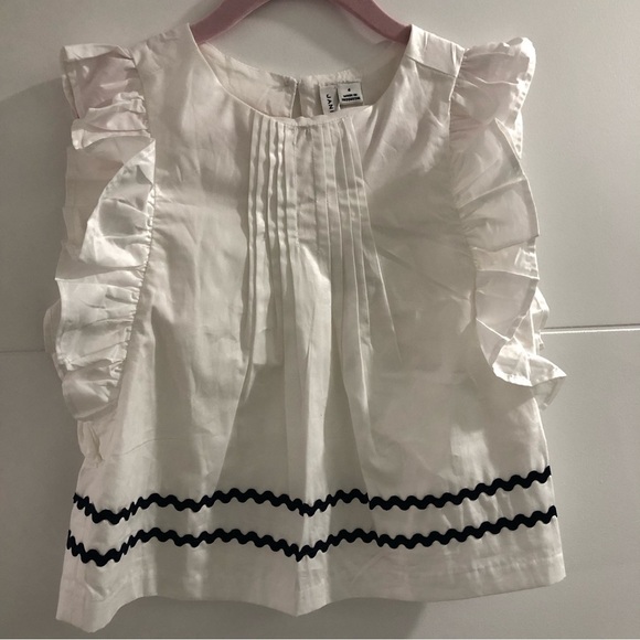 Janie and Jack Ric Rac Ruffle Sleeve Top White Size 4 - Picture 2 of 7